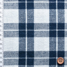 Load image into Gallery viewer, Double Benkei – Japanese Indigo & Ecru Checkered Cotton Fabric – 119cm Width – by the Yard
