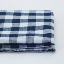 Load image into Gallery viewer, Benkei – Traditional Japanese Indigo & Ecru Checkered Cotton Fabric – 119cm Width – by the Yard