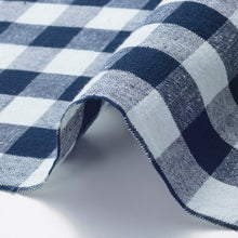 Load image into Gallery viewer, Benkei – Traditional Japanese Indigo & Ecru Checkered Cotton Fabric – 119cm Width – by the Yard