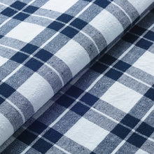 Load image into Gallery viewer, Double Benkei – Japanese Indigo & Ecru Checkered Cotton Fabric – 119cm Width – by the Yard