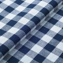 Load image into Gallery viewer, Benkei – Traditional Japanese Indigo & Ecru Checkered Cotton Fabric – 119cm Width – by the Yard