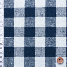 Load image into Gallery viewer, Benkei – Traditional Japanese Indigo & Ecru Checkered Cotton Fabric – 119cm Width – by the Yard