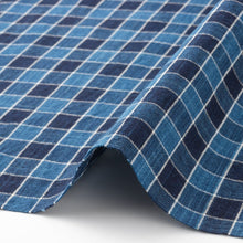 Load image into Gallery viewer, Japanese Indigo Checkered Fabric – Matsusaka Cotton "Masu-koushi" | 100% Cotton | Natural Aizome Dye | Traditional | Sold by the Meter