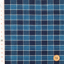 Load image into Gallery viewer, Japanese Indigo Checkered Fabric – Matsusaka Cotton "Masu-koushi" | 100% Cotton | Natural Aizome Dye | Traditional | Sold by the Meter