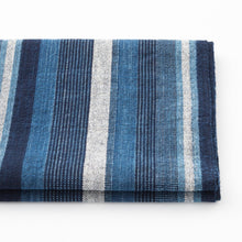 Load image into Gallery viewer, Midare-Yatara – Traditional Japanese Indigo & Ecru Random Stripe Cotton Fabric – 40cm Width – Matusaka cotton by the Yard