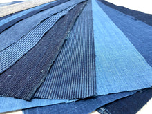 Load image into Gallery viewer, Japanese Indigo Fabric Scrap Set – 10-Piece Bingo Fushiori – Kasuri, Stripes & Solids