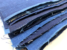 Load image into Gallery viewer, Japanese Indigo Fabric Scrap Set – 10-Piece Bingo Fushiori – Kasuri, Stripes & Solids