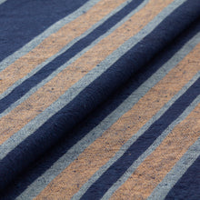 Load image into Gallery viewer, Plants dyed fabric by the yard, Stripe fabric, Multicolor futo (thick) stripes Japanese Cotton Fabric By the yard