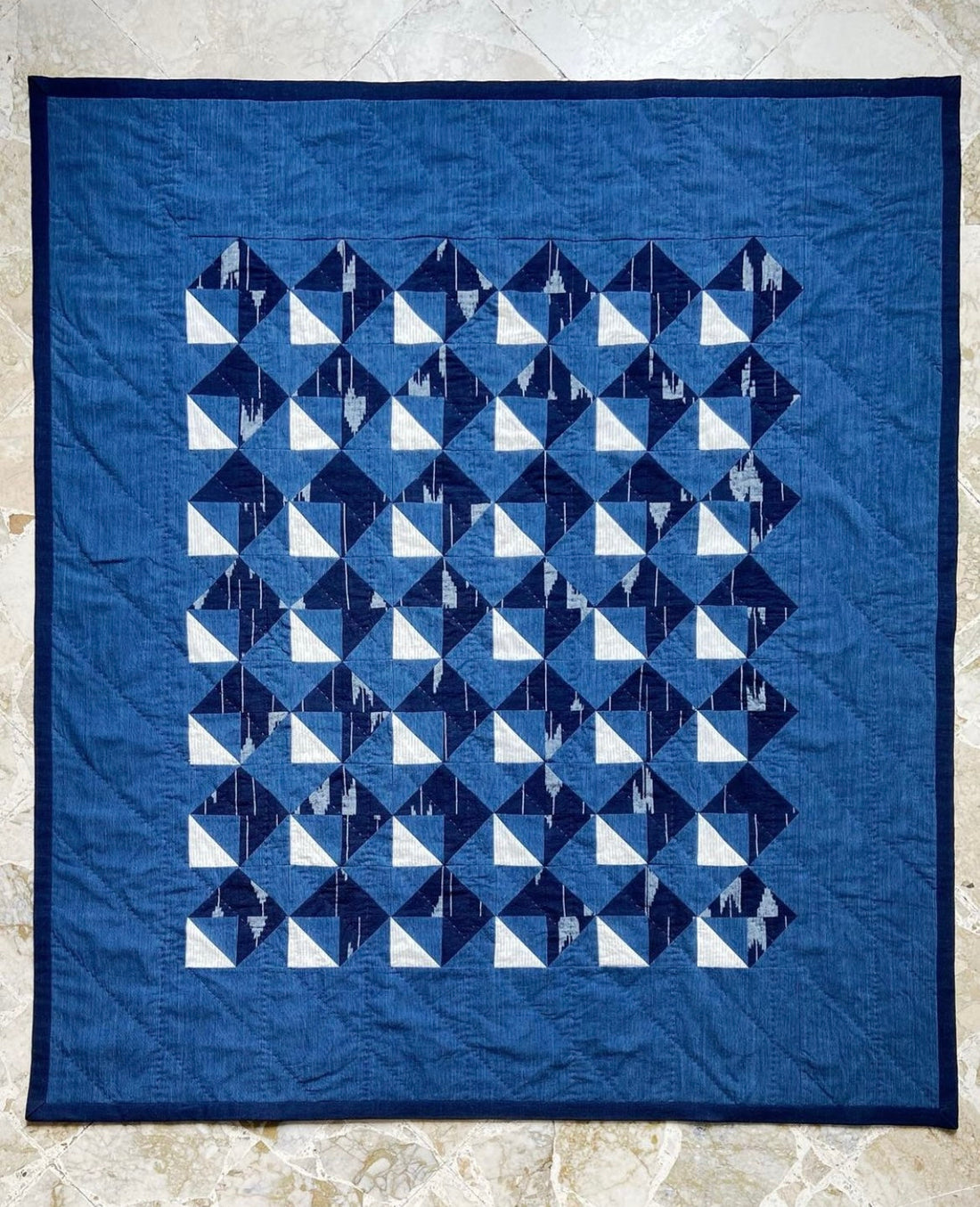 Japanese Indigo Fabric – Impressive Indigo Patchwork Quilt  | BANSYO