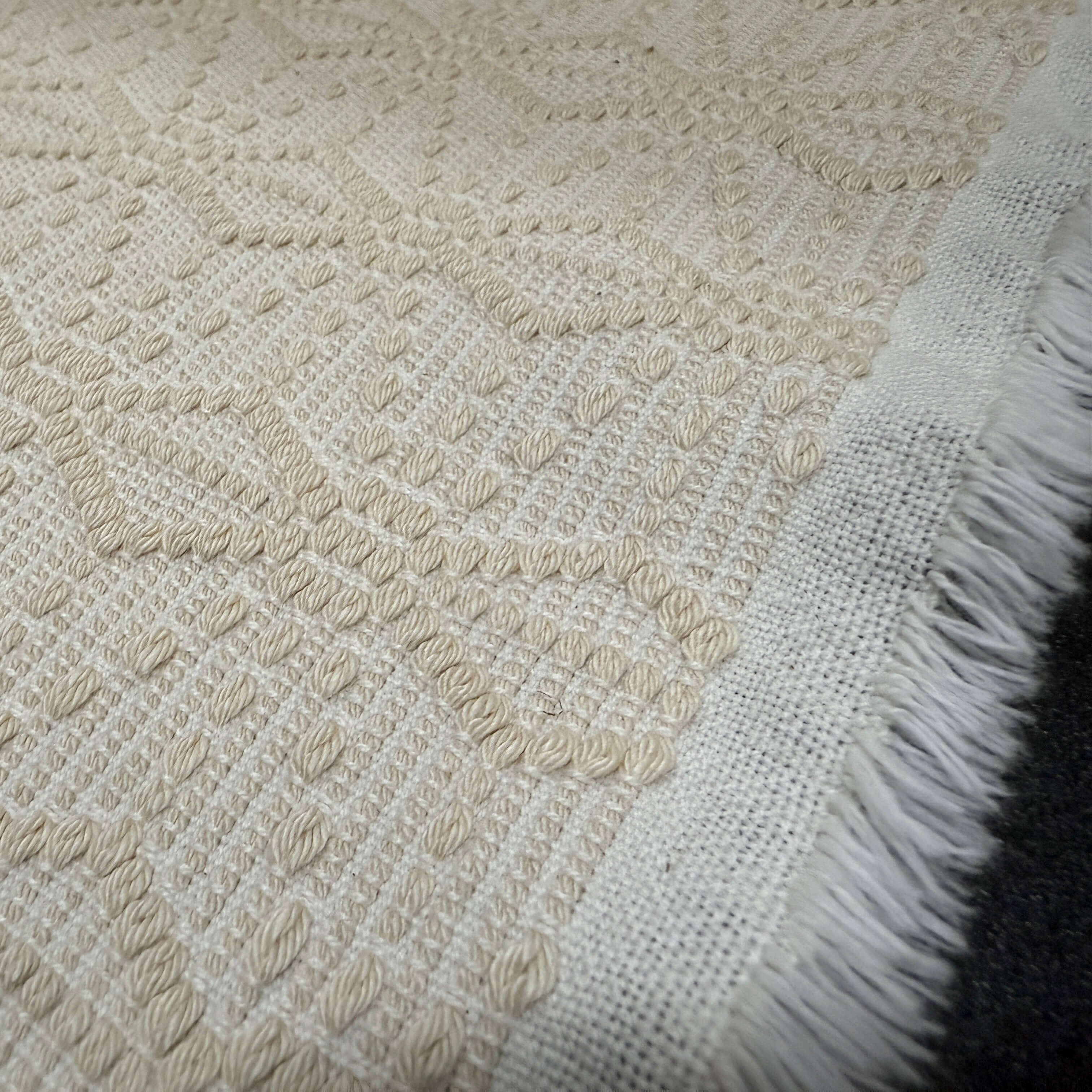 Japanese Sashiko fabric with hemp leaf pattern for Judo close up | BANSYO