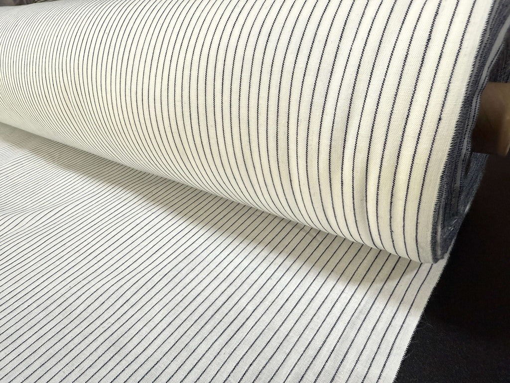 Japanese indigo cotton chambray stripe fabric, 115cm fabric pattern | BANSYO