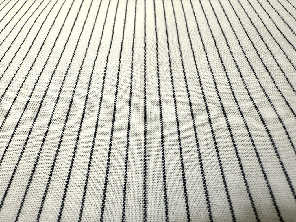 Japanese indigo cotton chambray stripe fabric, 115cm close up | BANSYO