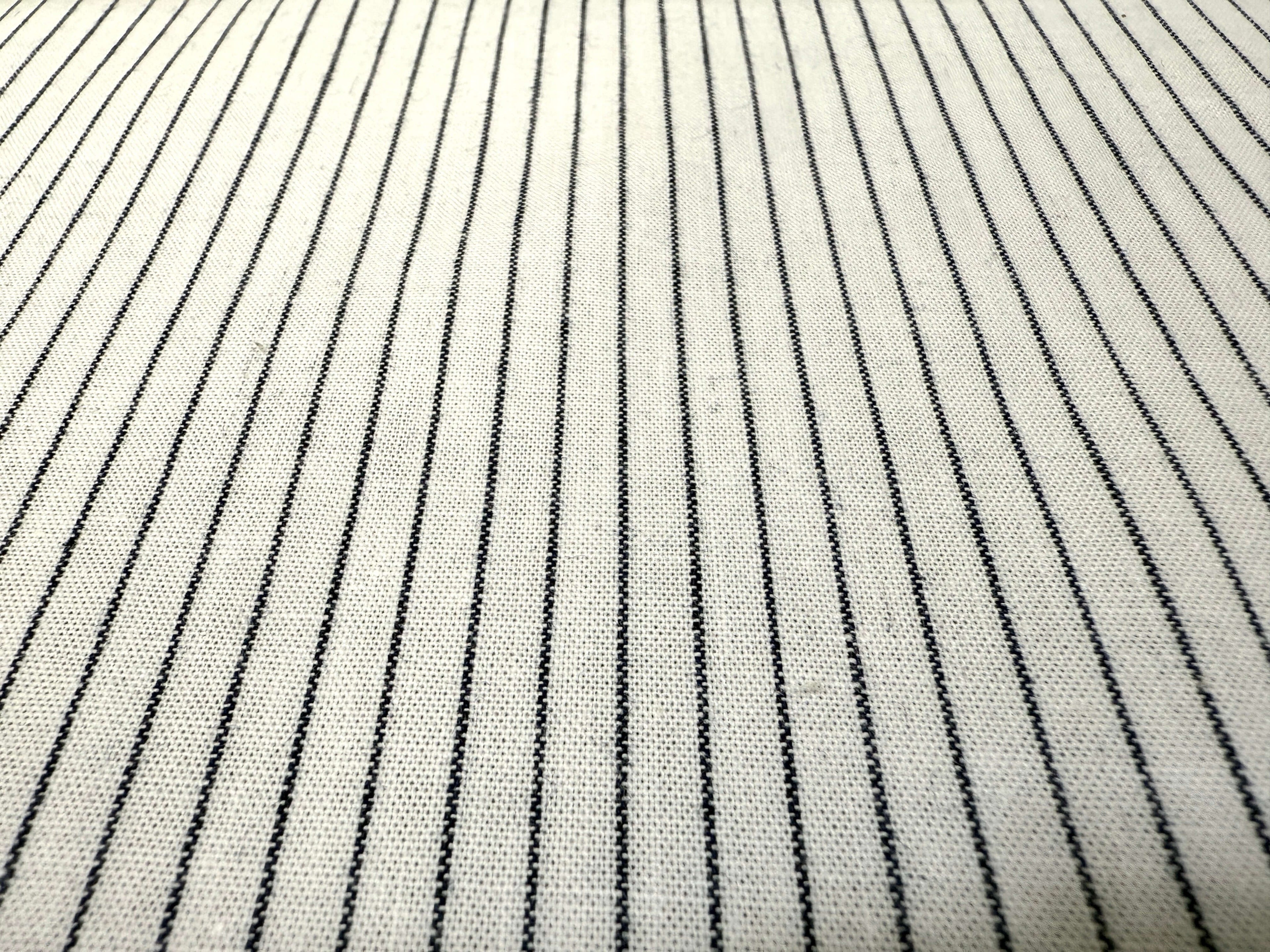Japanese indigo cotton chambray stripe fabric, 115cm close up | BANSYO