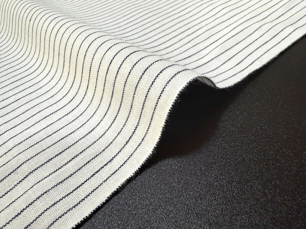 Japanese indigo cotton chambray stripe fabric, 115cm product image | BANSYO