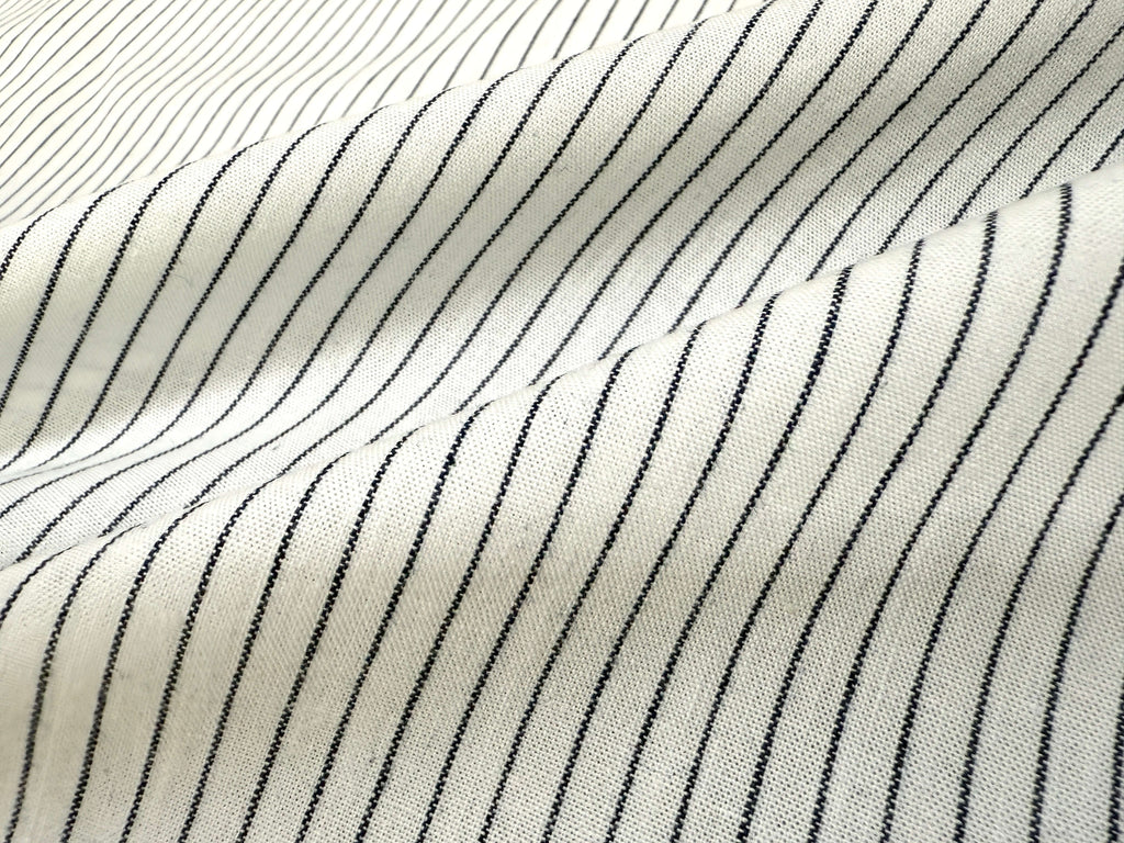 Japanese indigo cotton chambray stripe fabric, 115cm close up | BANSYO