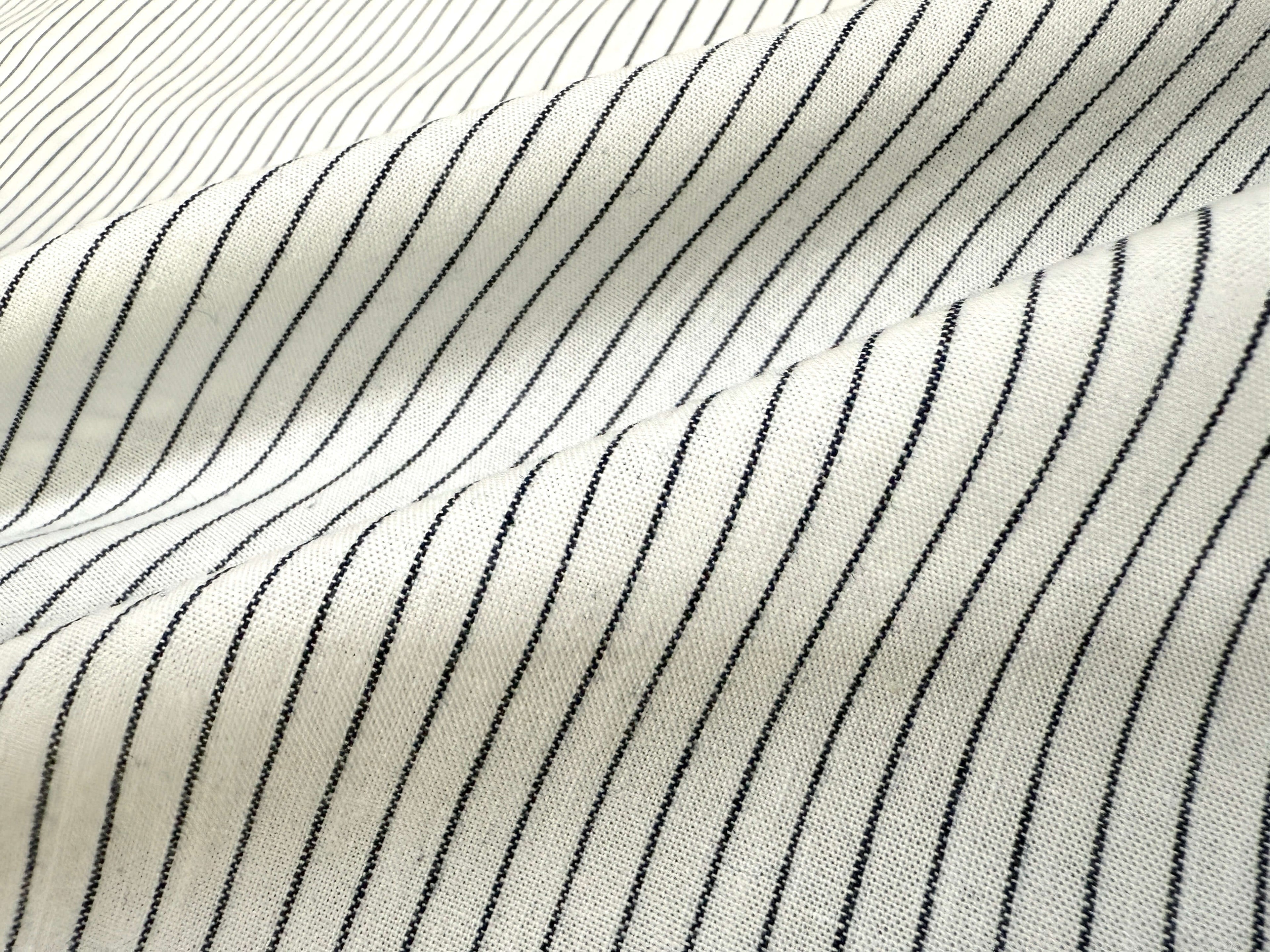 Japanese indigo cotton chambray stripe fabric, 115cm close up | BANSYO