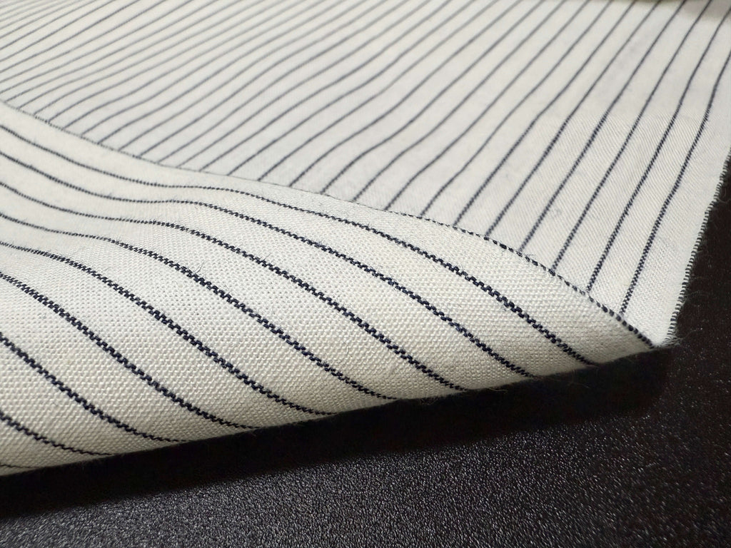 Japanese indigo cotton chambray stripe fabric, 115cm texture | BANSYO