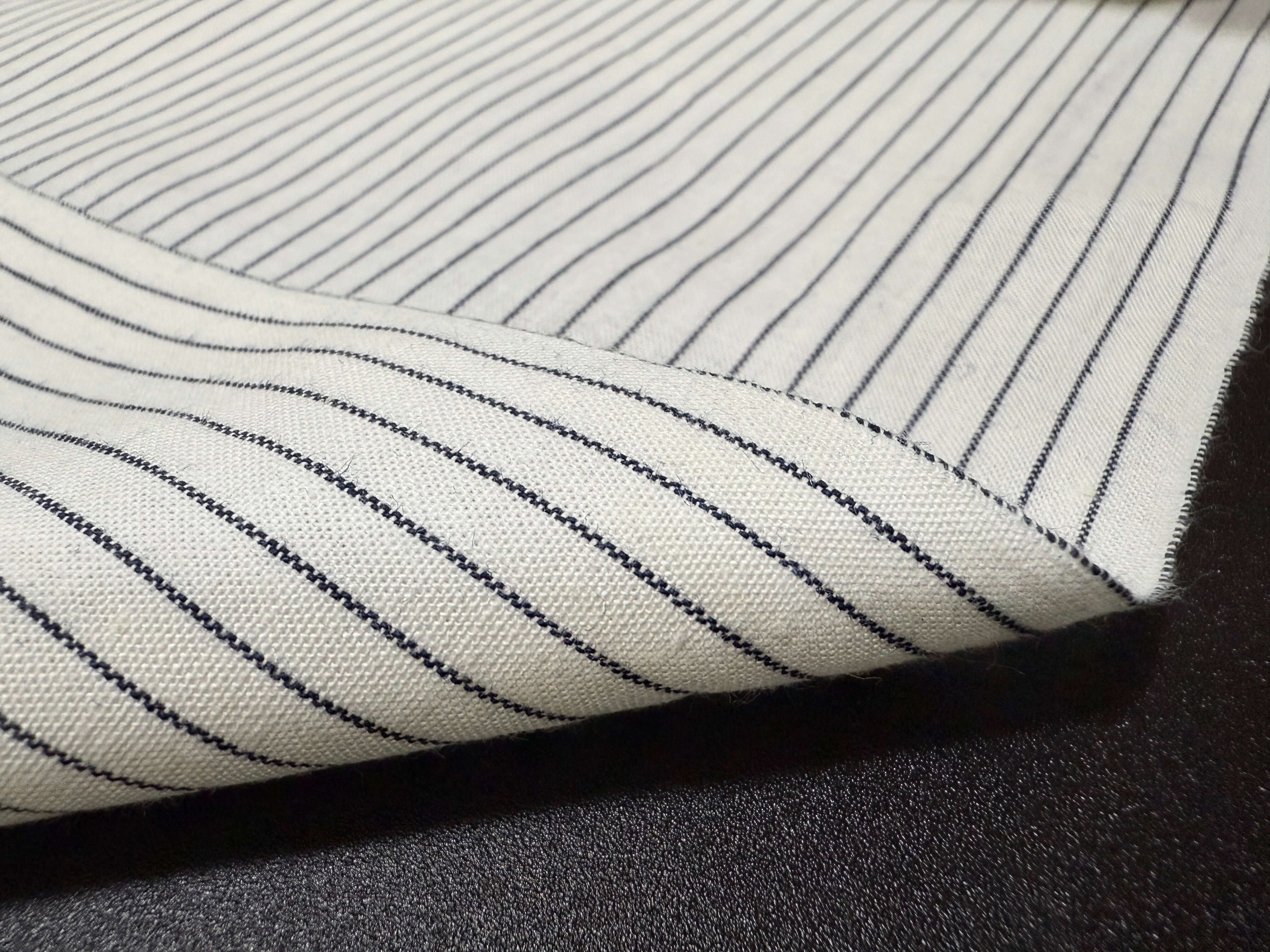 Japanese indigo cotton chambray stripe fabric, 115cm texture | BANSYO