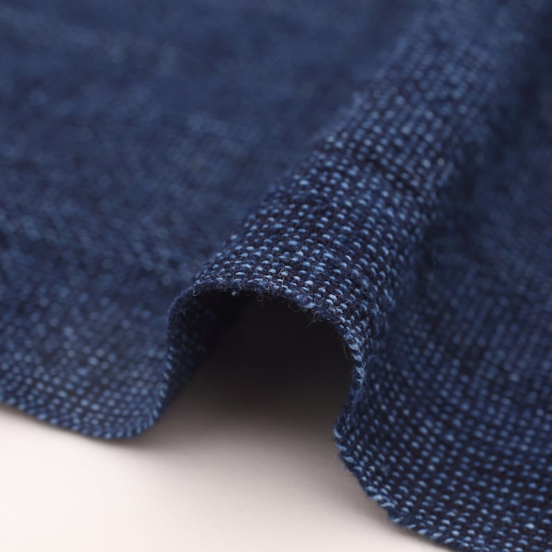 Japanese Indigo Cotton Fabric Dyed Dungaree Shimo-furi Marbling – Yard detail b | BANSYO