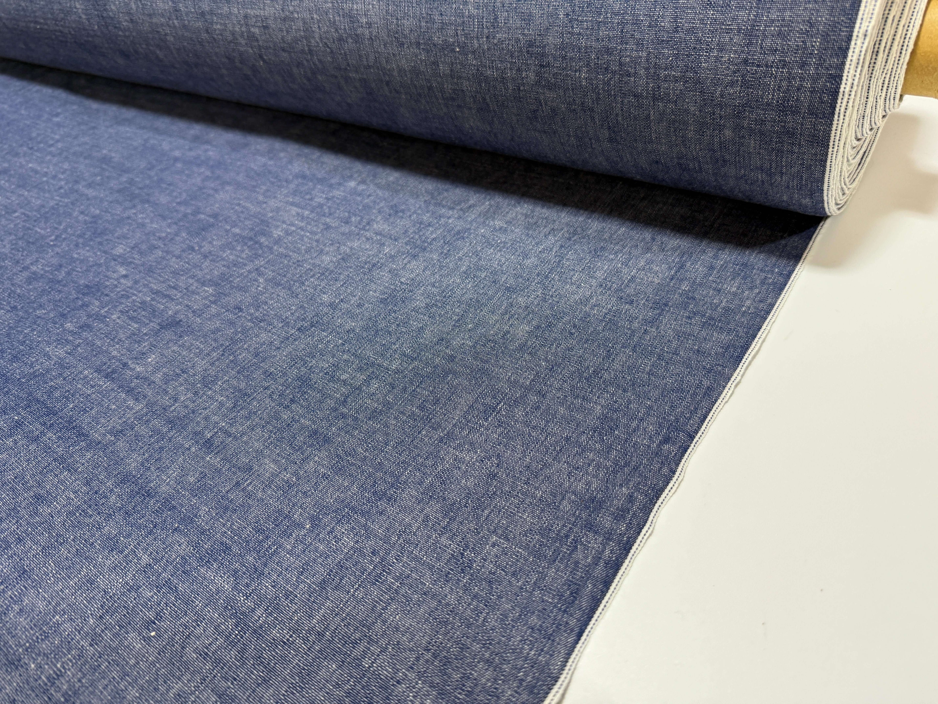 Japanese cotton selvage dungaree fabric in blue by the yard fabric pattern | BANSYO