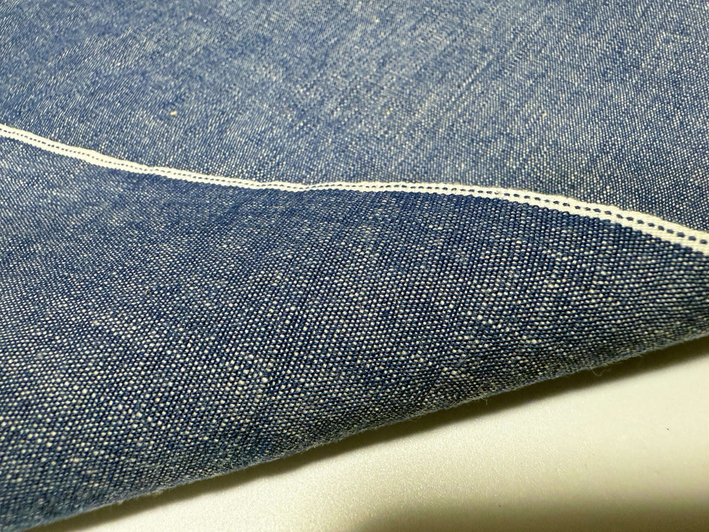 Japanese cotton selvage dungaree fabric in blue by the yard texture | BANSYO