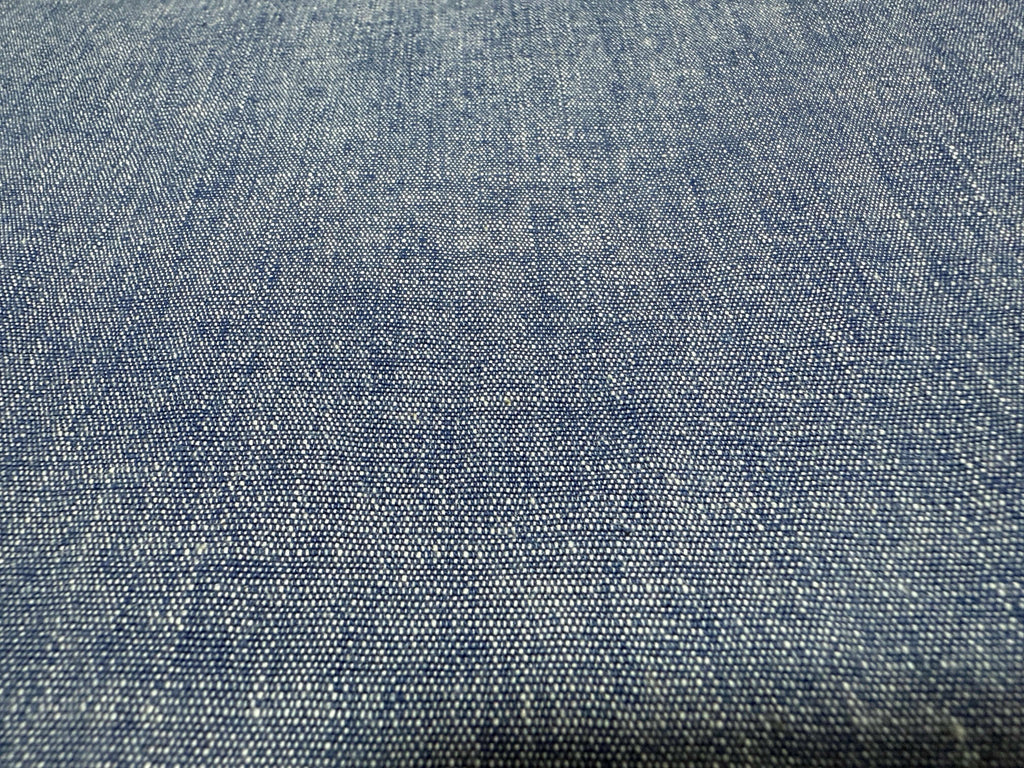 Japanese cotton selvage dungaree fabric in blue by the yard close up | BANSYO