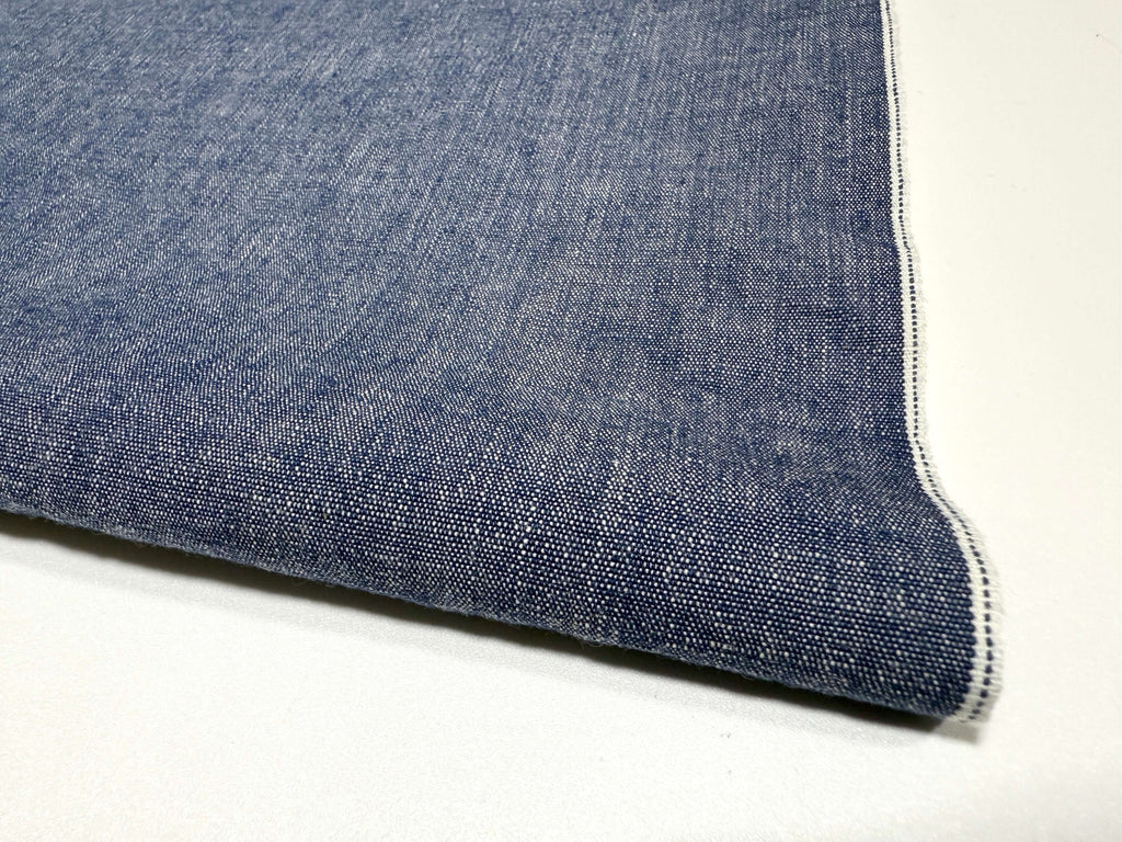 Japanese cotton selvage dungaree fabric in blue by the yard detail | BANSYO
