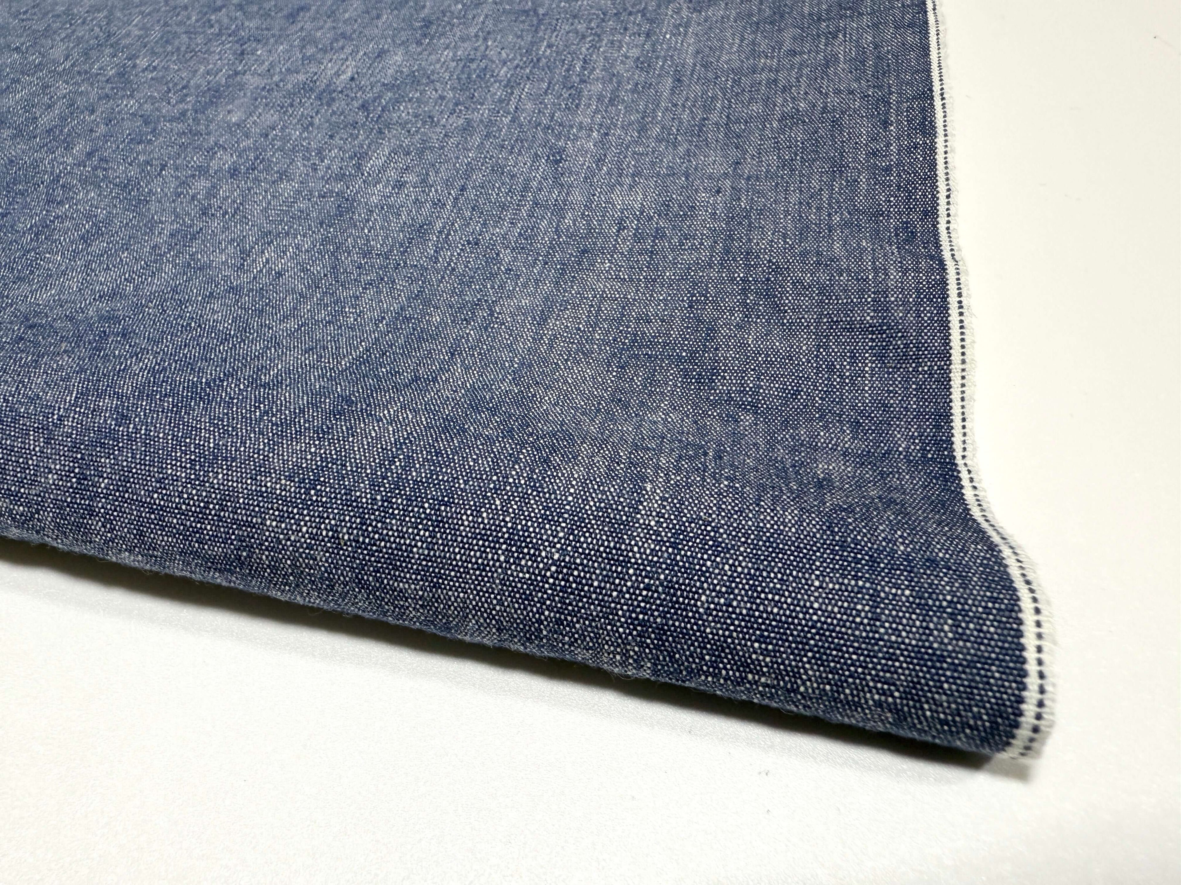 Japanese cotton selvage dungaree fabric in blue by the yard detail | BANSYO