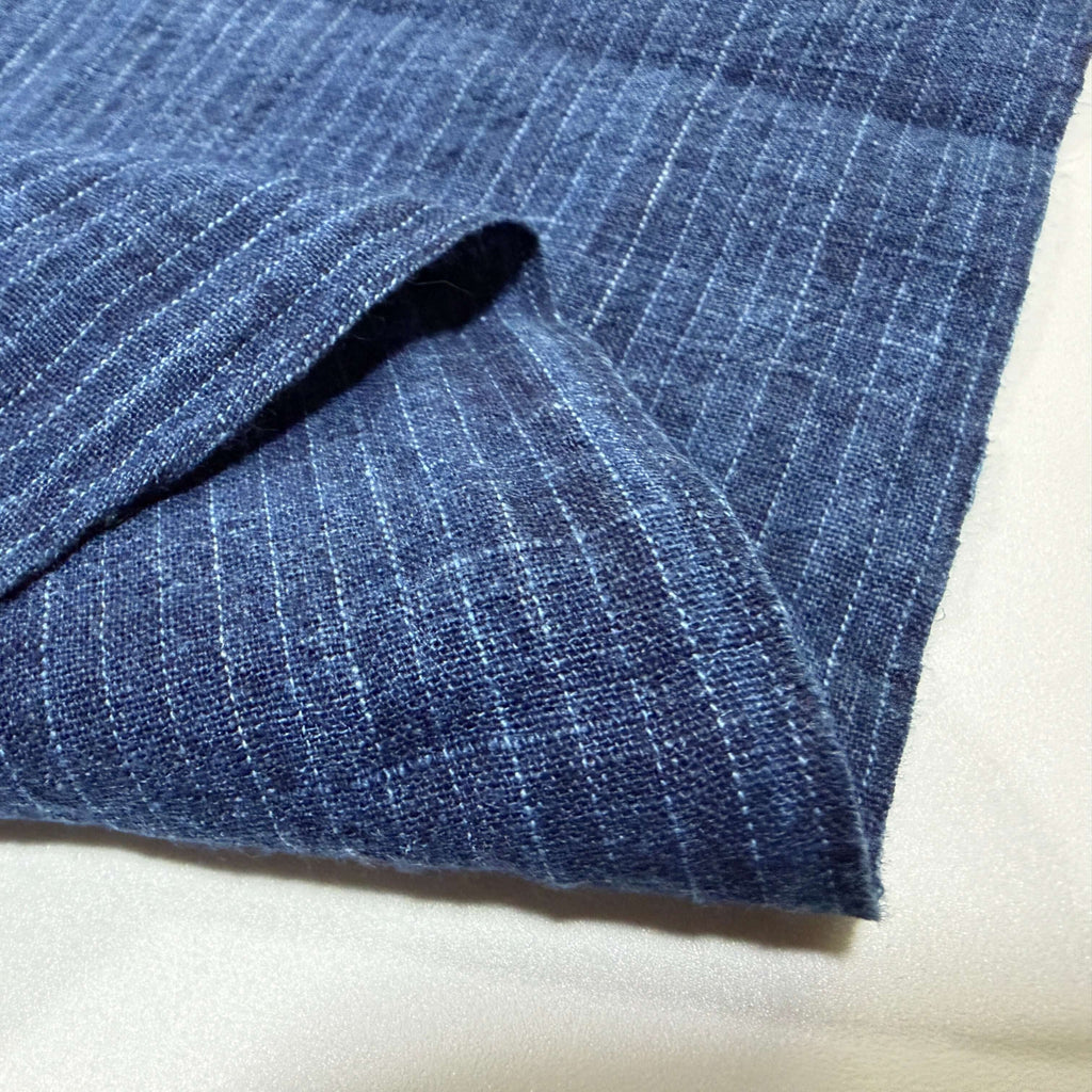 Japanese Indigo cotton hemp stripe fabric by the yard c | BANSYO