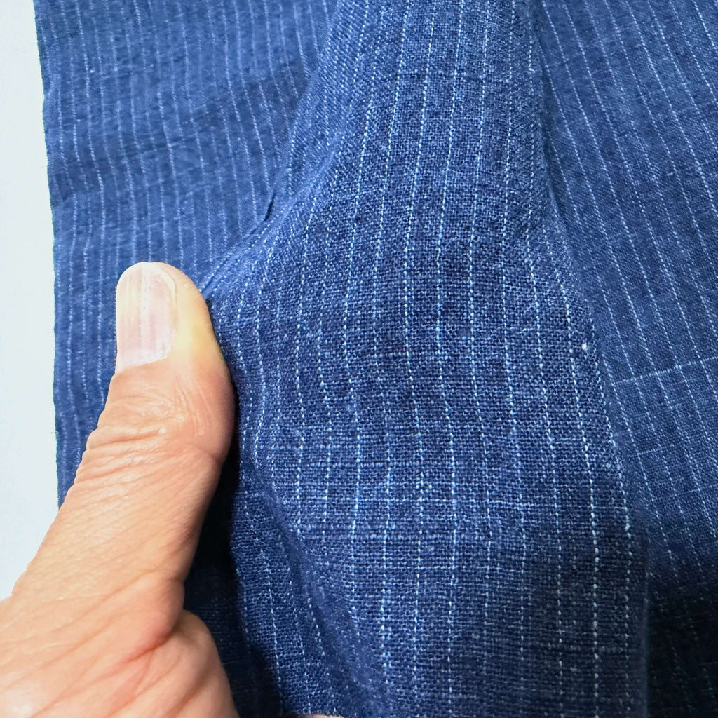 Japanese Indigo cotton hemp stripe fabric by the yard d | BANSYO