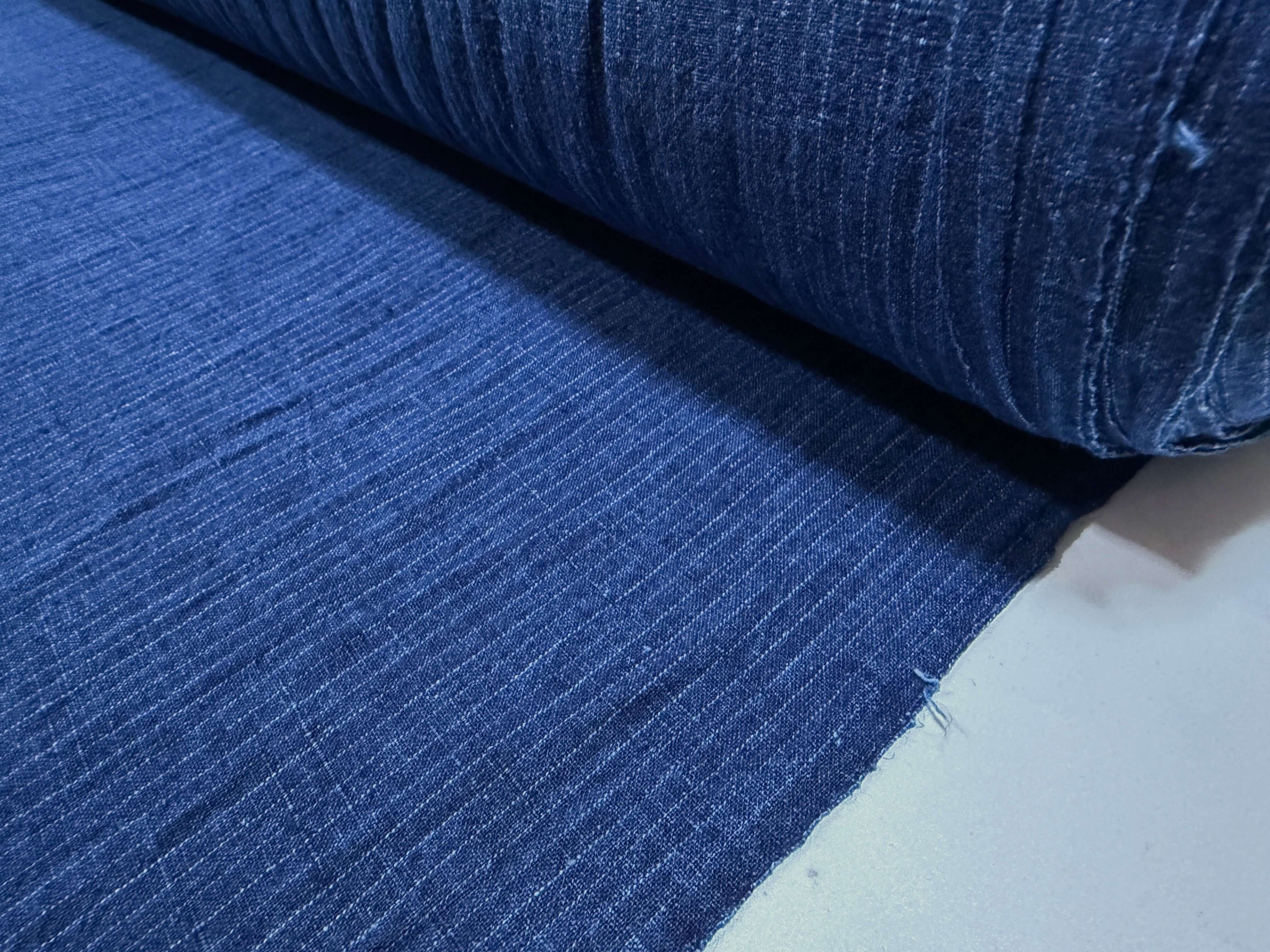 Japanese Indigo cotton hemp stripe fabric by the yard e | BANSYO