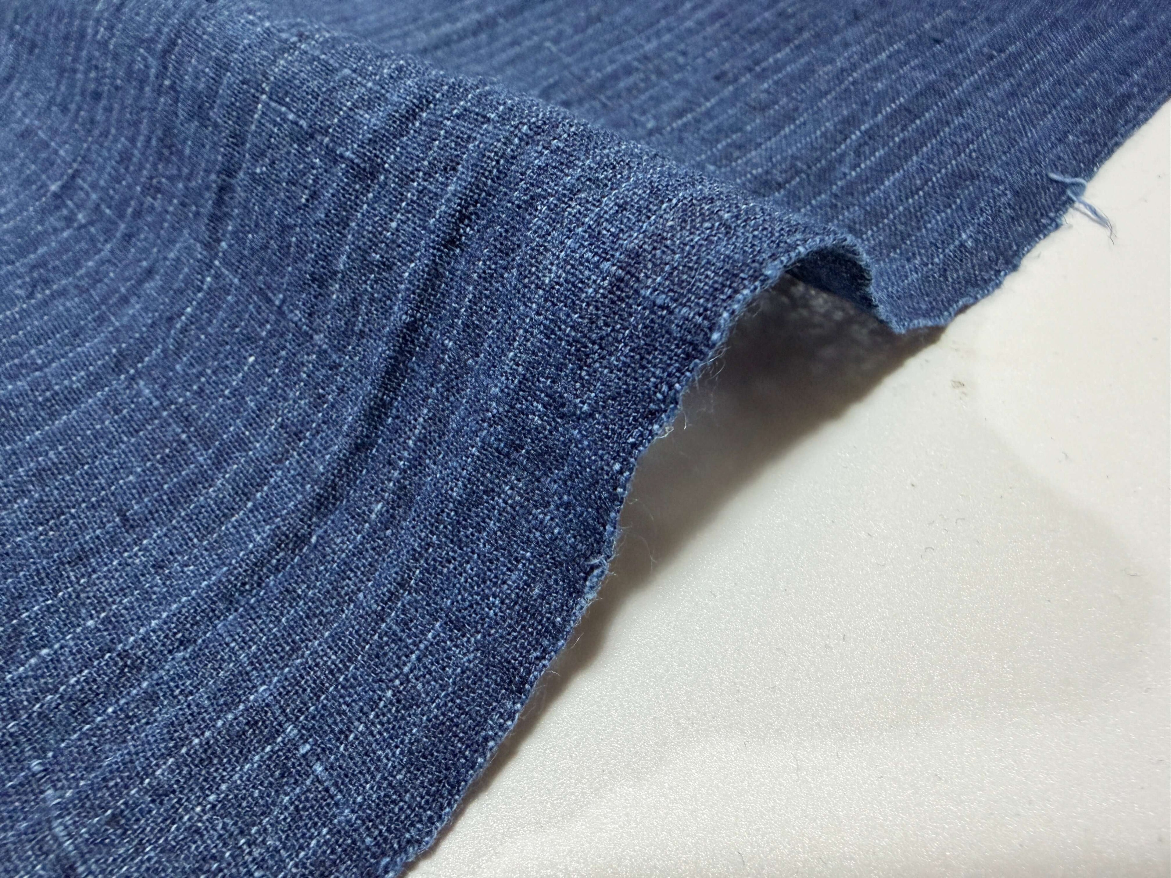 Japanese Indigo cotton hemp stripe fabric by the yard b | BANSYO
