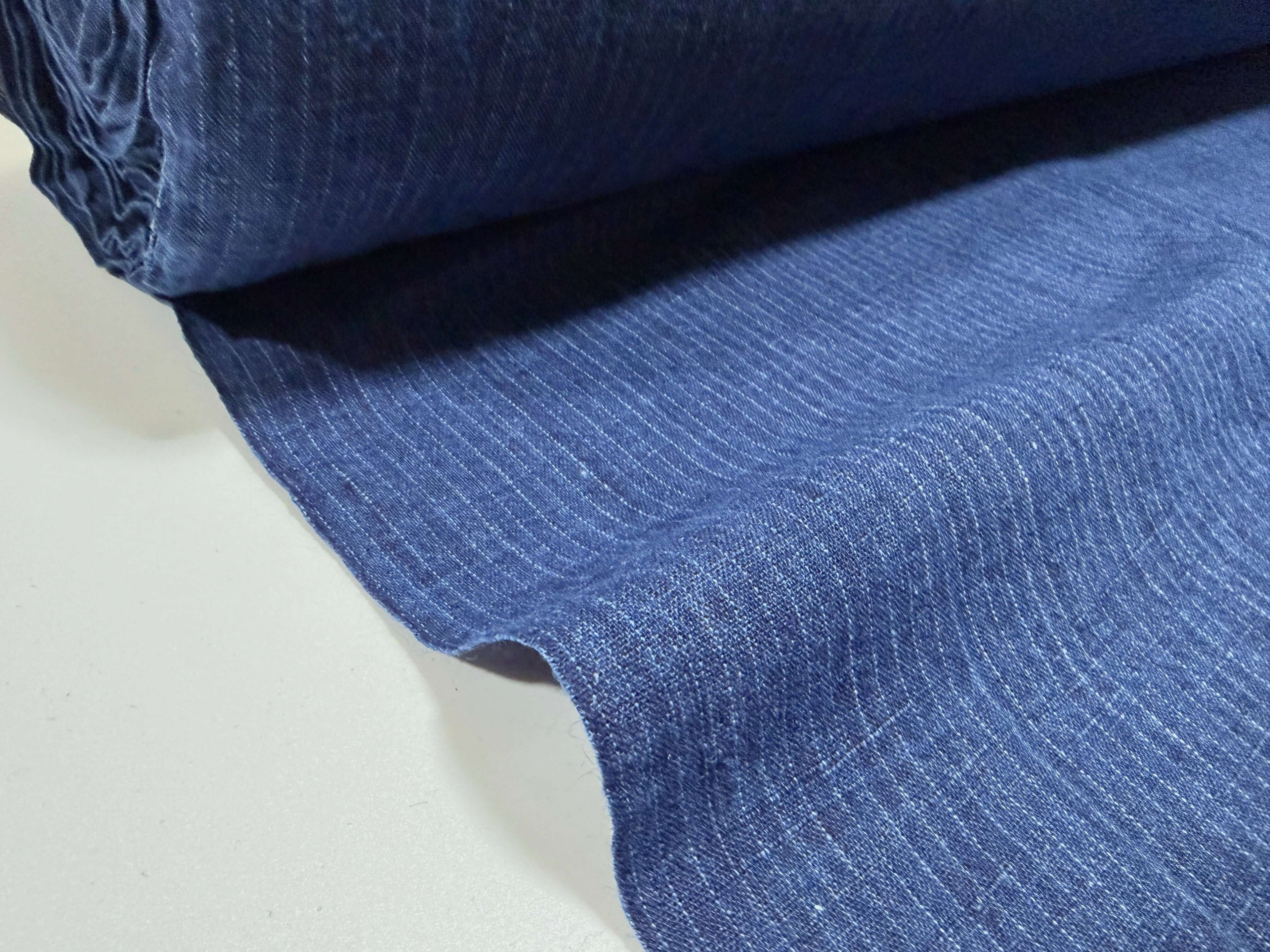 Japanese Indigo cotton hemp stripe fabric by the yard g | BANSYO