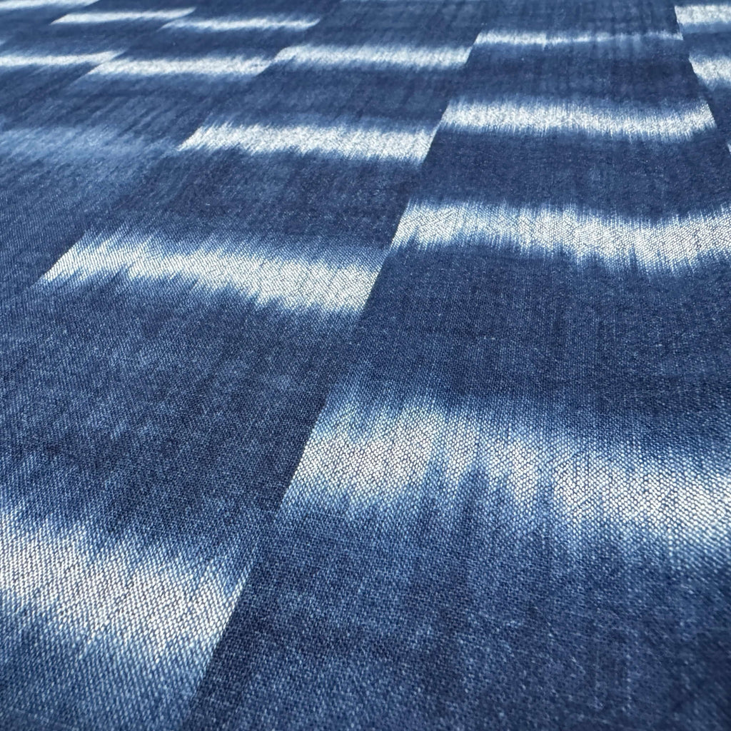 Japanese Indigo Kasuri Crepe Fabric TieDye 100cm – Yard close up | BANSYO