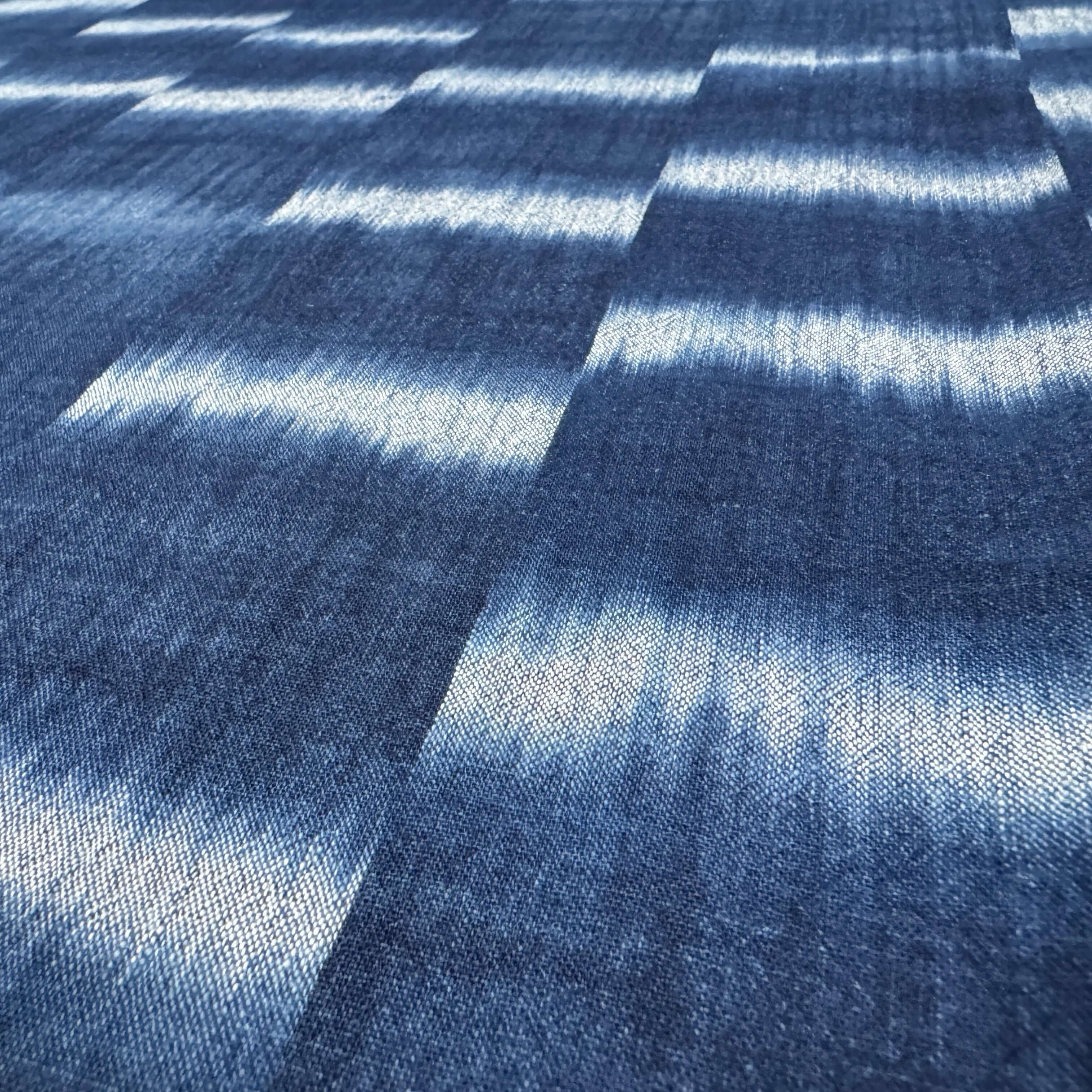 Japanese Indigo Kasuri Crepe Fabric TieDye 100cm – Yard close up | BANSYO