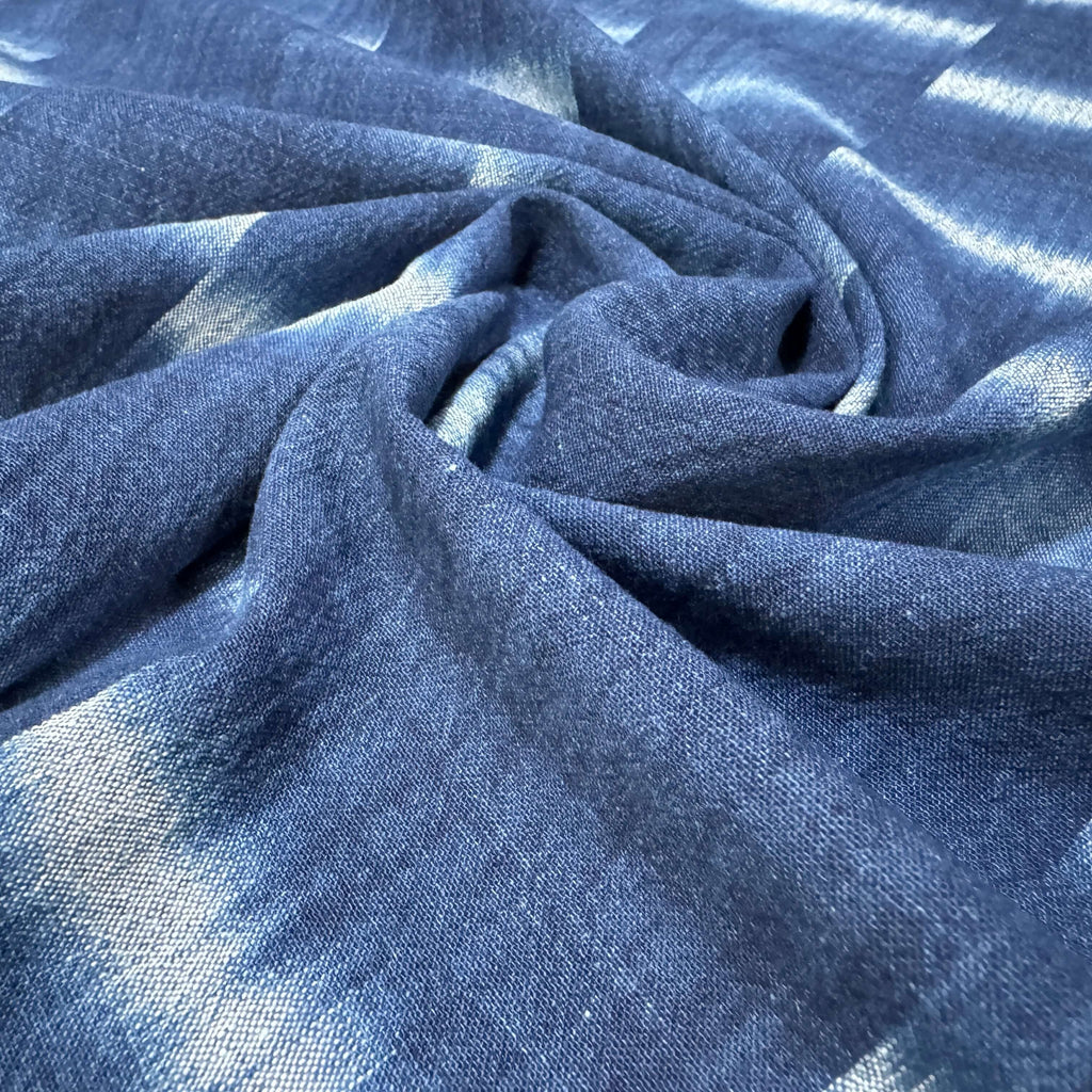 Japanese Indigo Kasuri Crepe Fabric TieDye 100cm – Yard product image | BANSYO