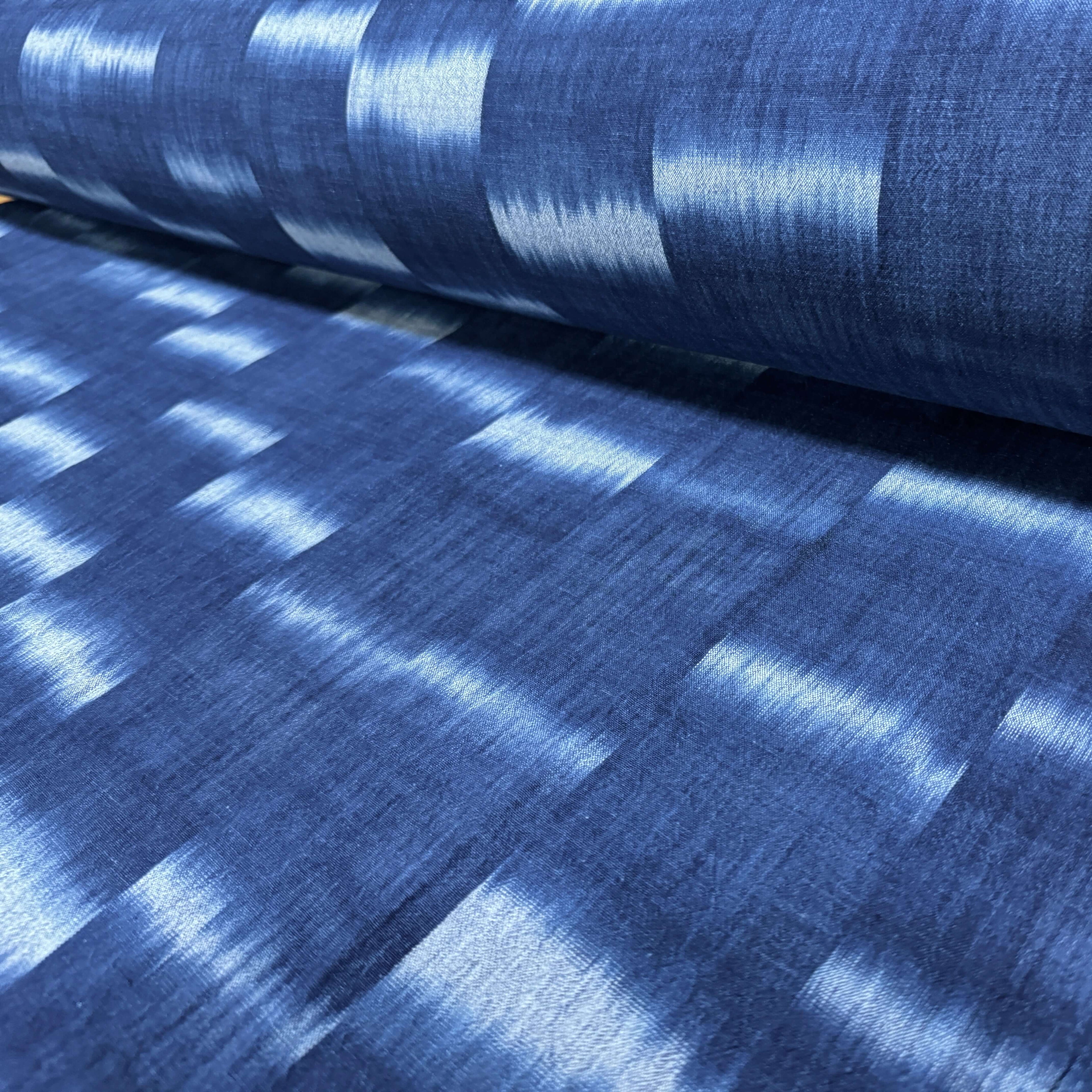 Japanese Indigo Kasuri Crepe Fabric TieDye 100cm – Yard full view | BANSYO