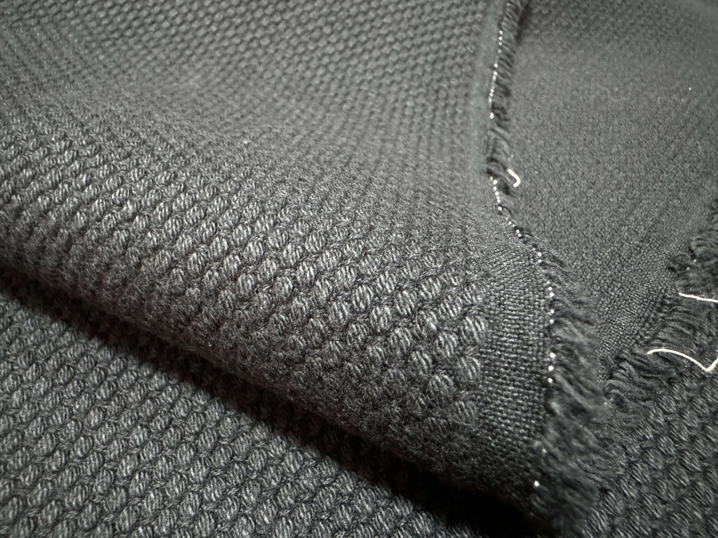 Japanese Sashiko Cotton Heavy Fabric 90cm Black by the yard full view | BANSYO