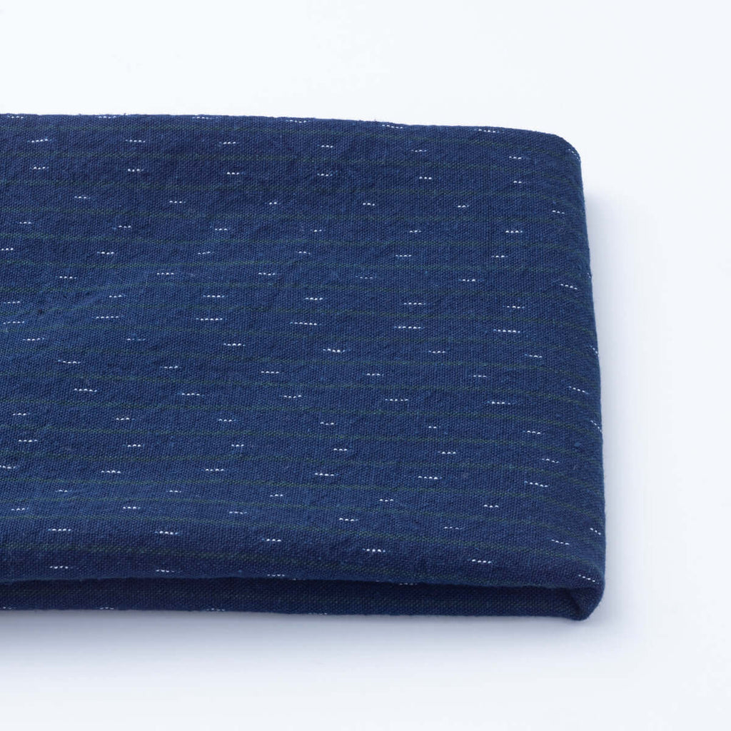 Japanese indigo kasuri cotton fabric Daimyo Kosame stripe – yard product image | BANSYO