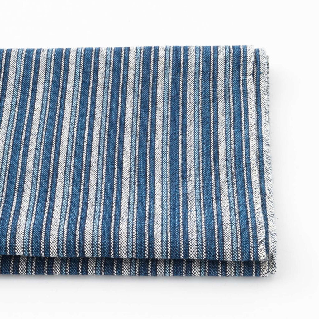 Japanese Indigo cotton fabric Matsusaka Seihaku stripe texture | BANSYO