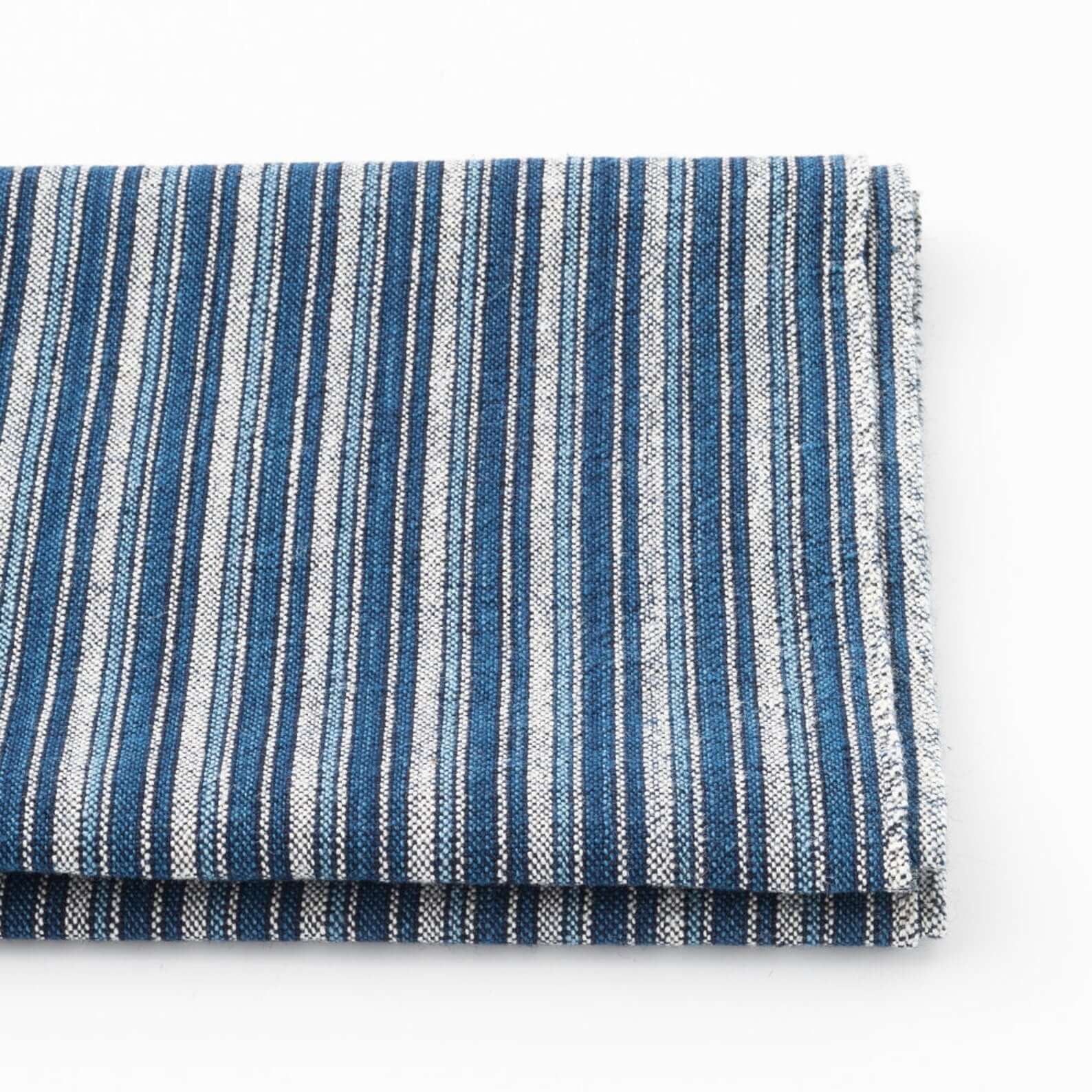 Japanese Indigo cotton fabric Matsusaka Seihaku stripe texture | BANSYO