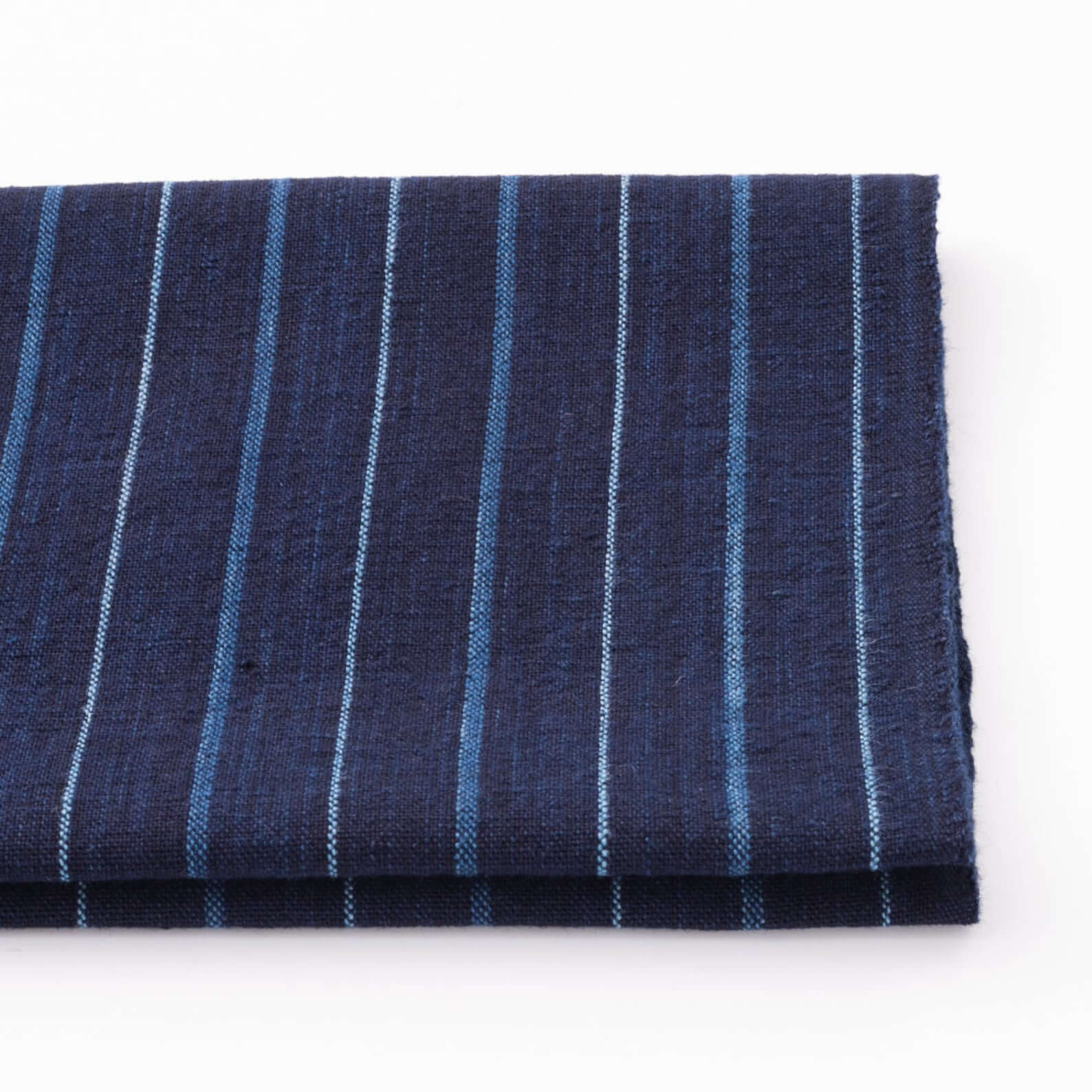 Japanese Indigo cotton fabric Matsusaka Futo Daimyo stripe by the yard texture | BANSYO