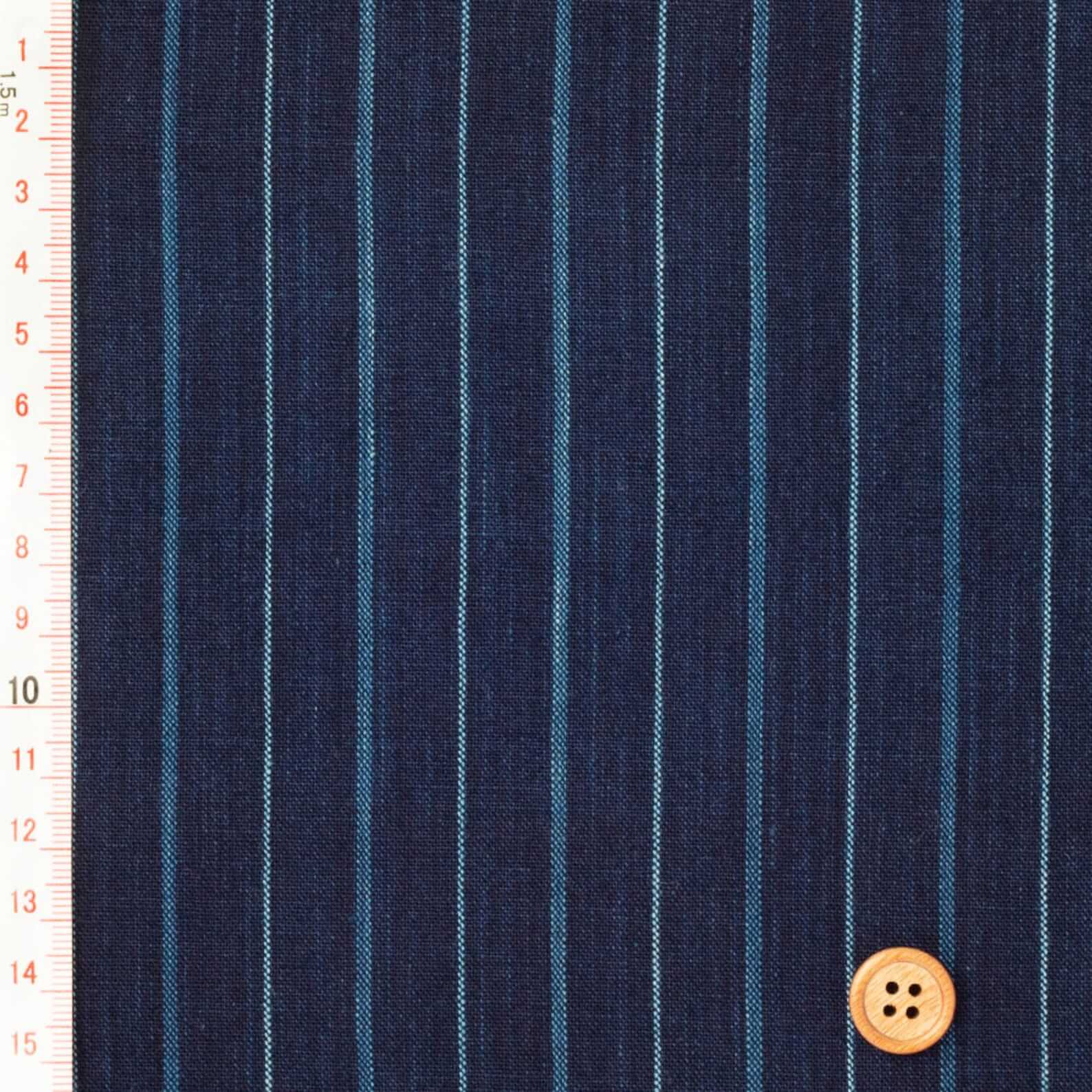 Japanese Indigo cotton fabric Matsusaka Futo Daimyo stripe by the yard fabric pattern | BANSYO