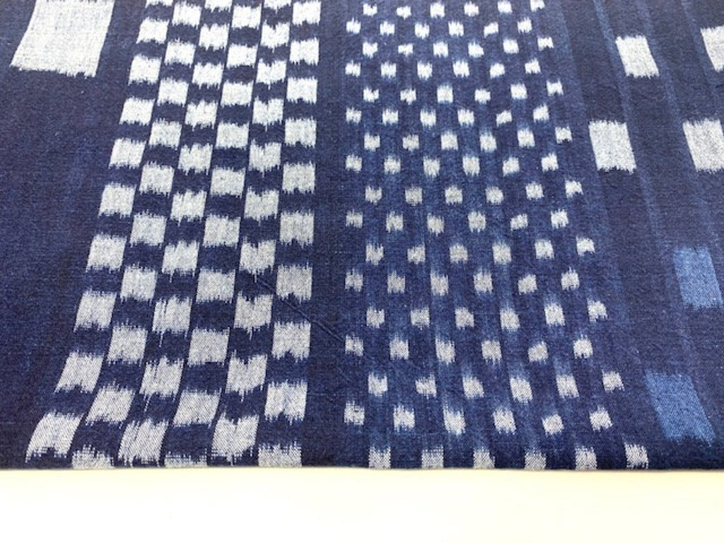 Japanese indigo fabric multipatterned checkered kasuri cotton fabric by the yard fabric pattern | BANSYO