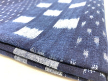 Load image into Gallery viewer, indigo multipatterned checkered kasuri fabric by the yard, Cotton fabric, Japanese fabric
