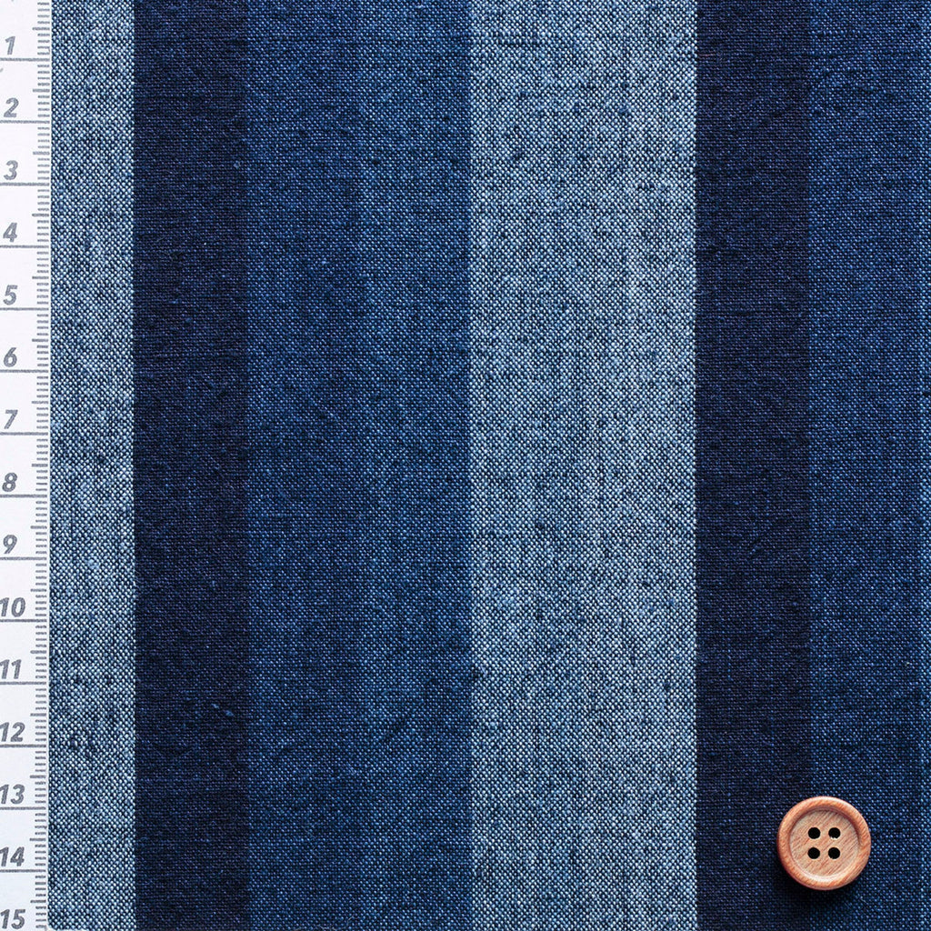 Japanese indigo fabric Futo-katsuo shima thick bonito stripes fabric texture | BANSYO