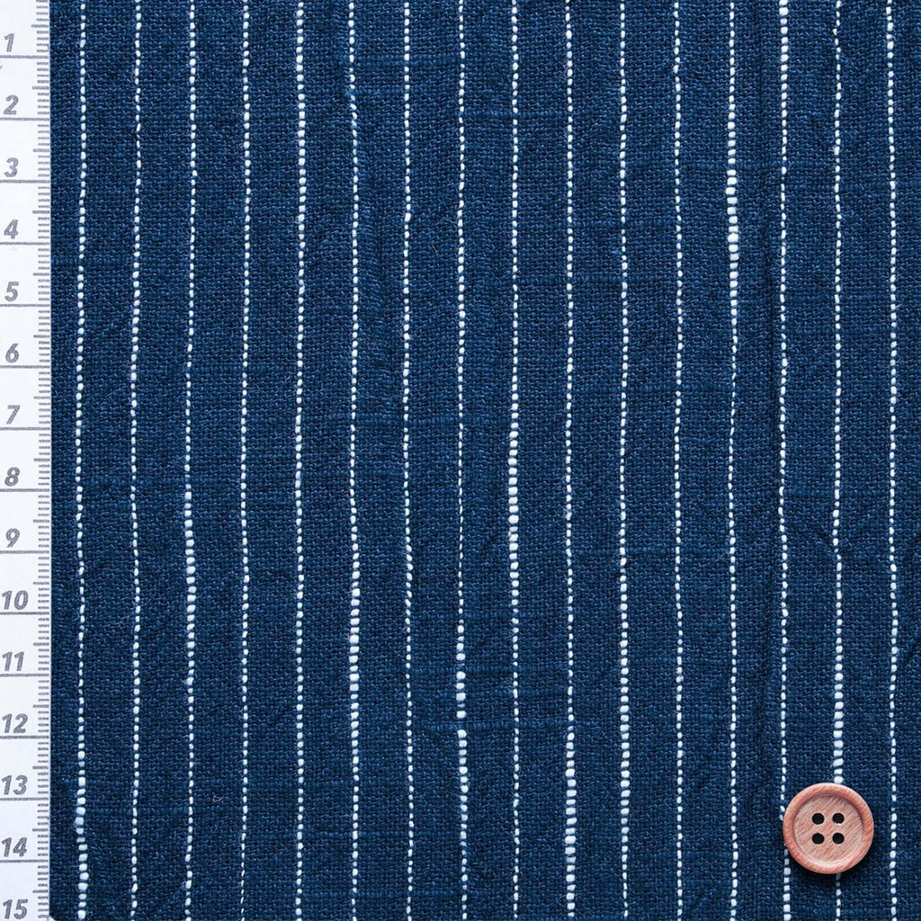 Japanese Indigo Cotton Fabric traditional woven Fushi stripe by the yard texture | BANSYO