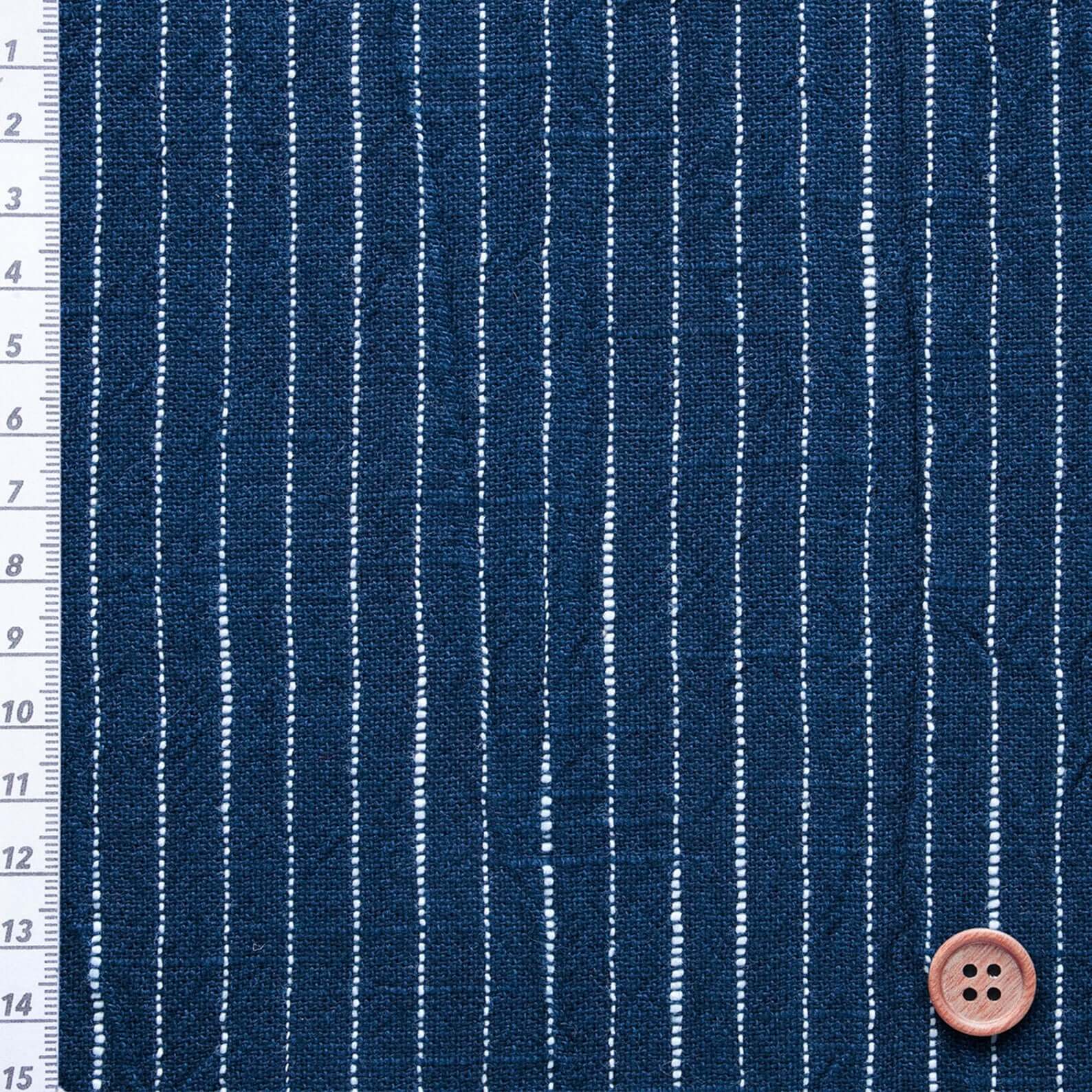 Japanese Indigo Cotton Fabric traditional woven Fushi stripe by the yard texture | BANSYO