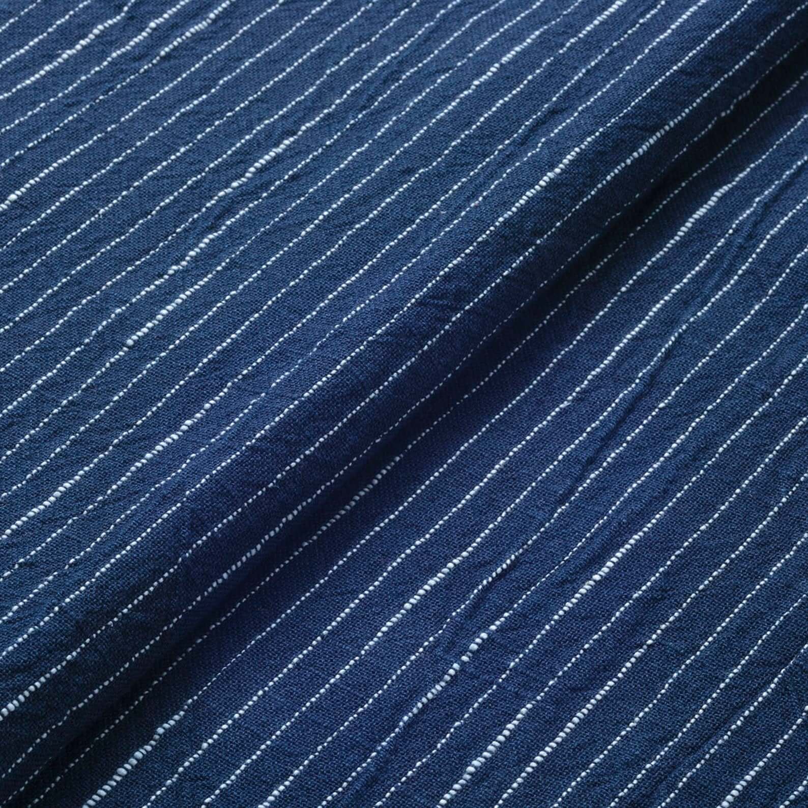 Japanese Indigo Cotton Fabric traditional woven Fushi stripe by the yard full view | BANSYO