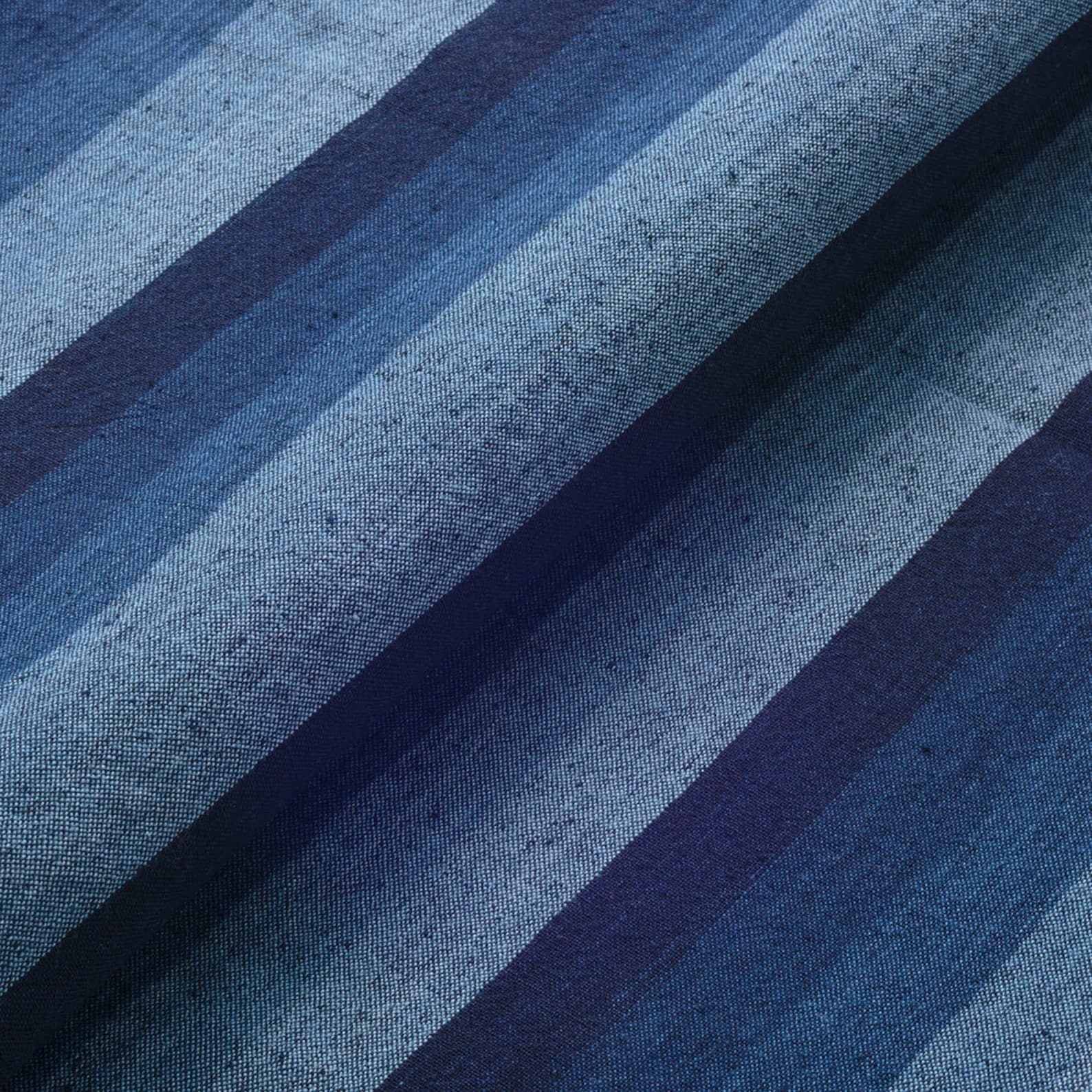 Japanese indigo fabric Futo-katsuo shima thick bonito stripes fabric full view | BANSYO